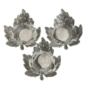 NEW Fall Harvest Clear Glass Votive Candle Holders Set of Three